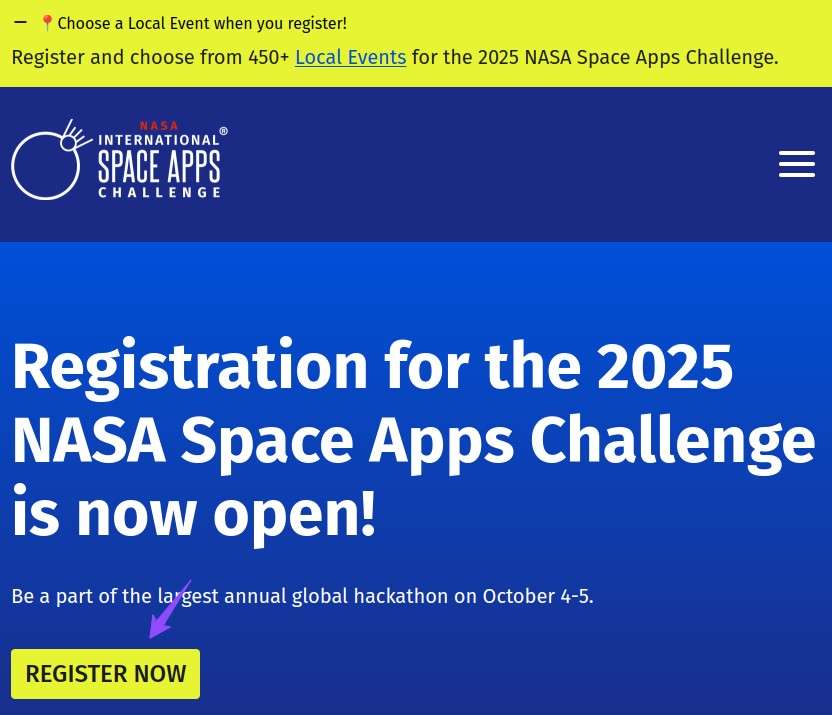 NASA Space Apps Challenge 2025 Registration Open